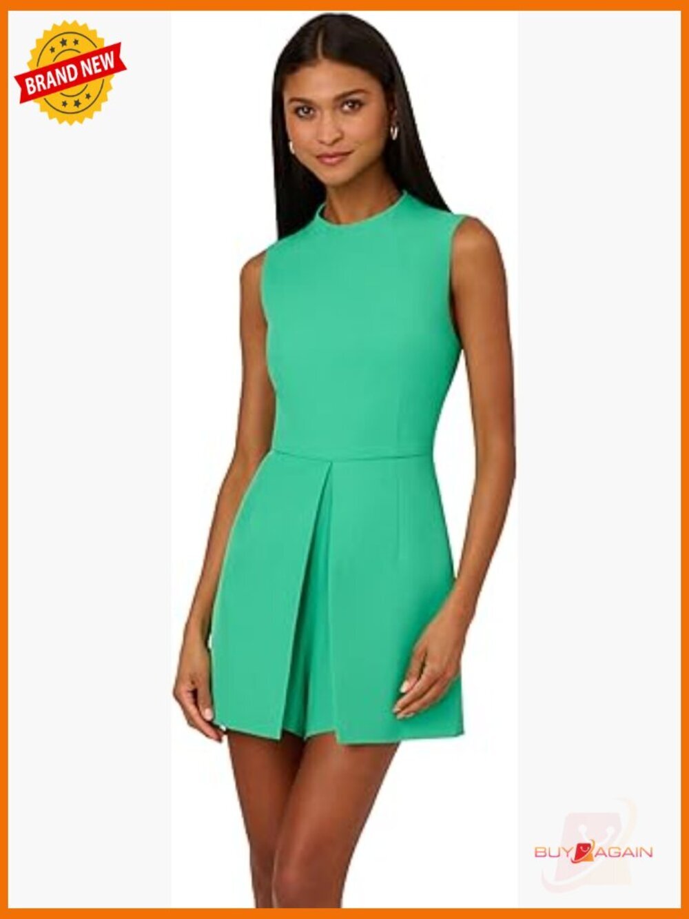 Sleeveless Peplum Romper Crew Neck Woven Cotton Mini Shorts Zipper